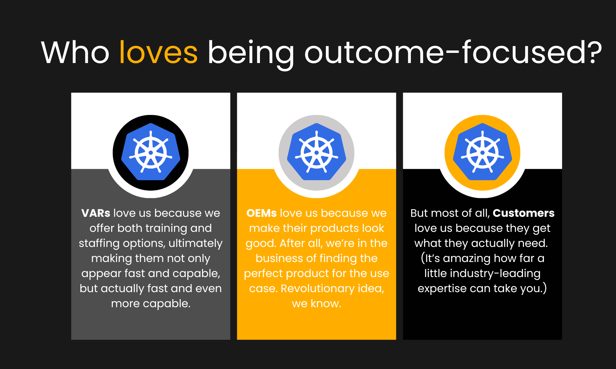 Who loves an outcome-focused approach Who loves an outcome-focused approach