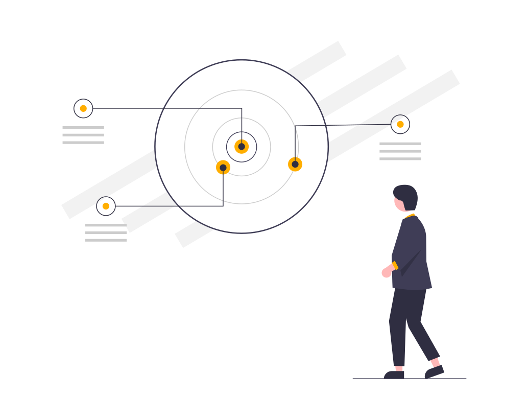 Drawing of a person looking at a chart