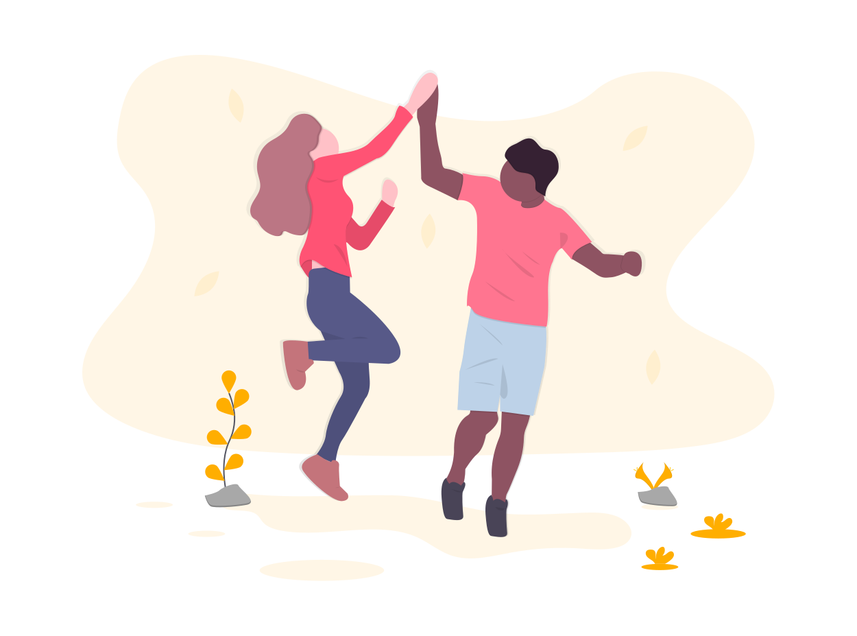 Drawing of two people giving each other the perfect high-five Drawing of two people giving each other the perfect high-five